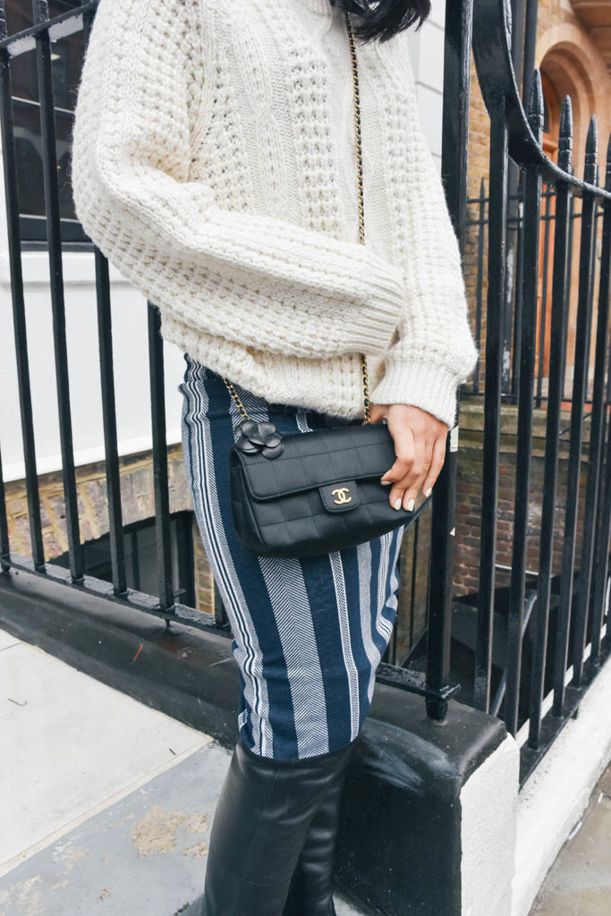Fashion blogger Shloka Narang of The Silk Sneaker showcases how to mix winter textures and patterns for a high fashion look