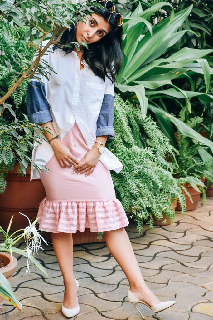 Fashion blogger Shloka Narang of The Silk Sneaker styles Rahul Mishra Spring Summer 2017 collection