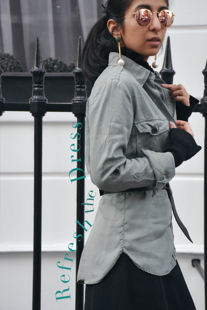 Fashion blogger Shloka Narang of The Silk Sneaker showcases an easy style tip to make a spring dress feel new again with & Other Stories Dress and Zara jacket
