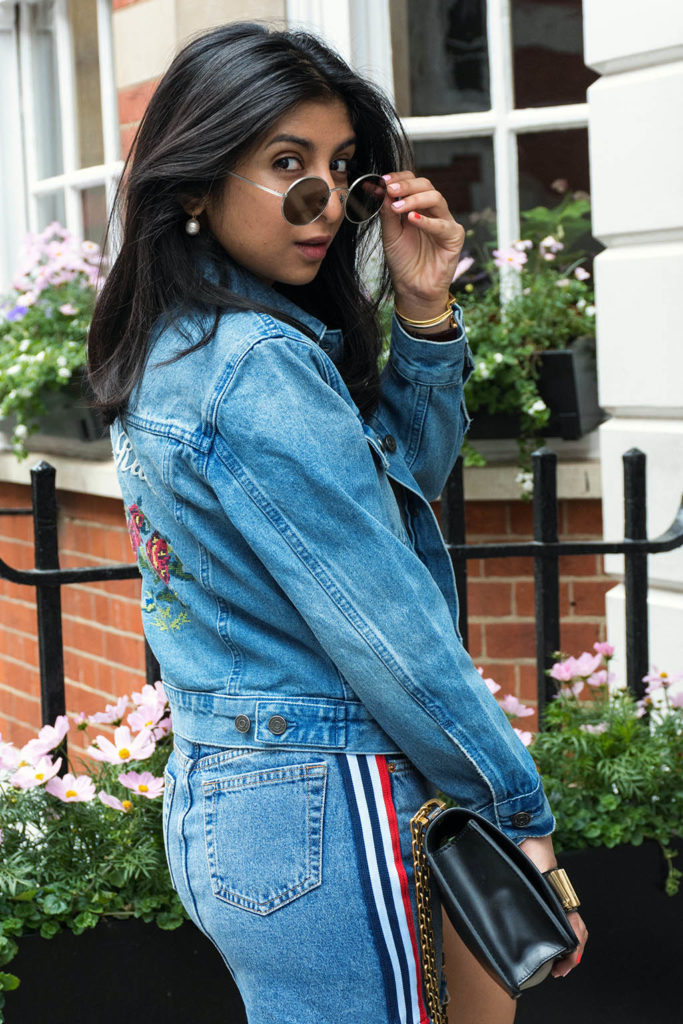 Fashion Blogger Shloka Narang shows how to elevate double denim with embroidered denim