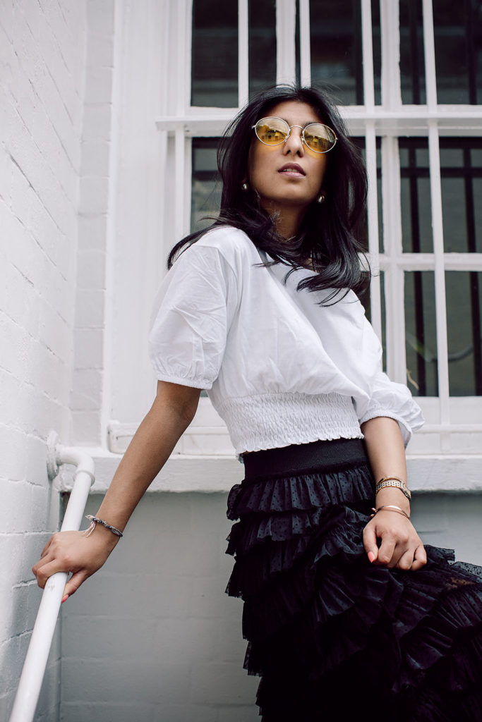 Fashion blogger Shloka Narang of The Silk Sneaker showcases how to wear three summer trends with one look