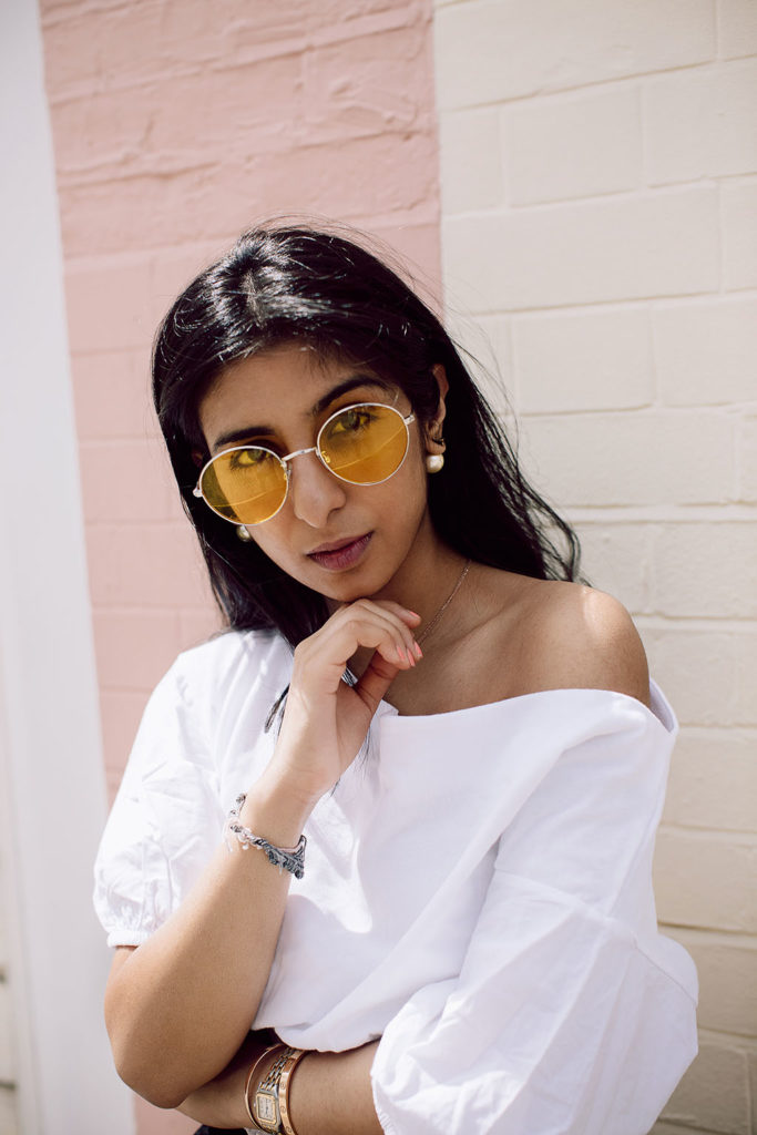 Fashion blogger Shloka Narang of The Silk Sneaker showcases how to wear three summer trends with one look