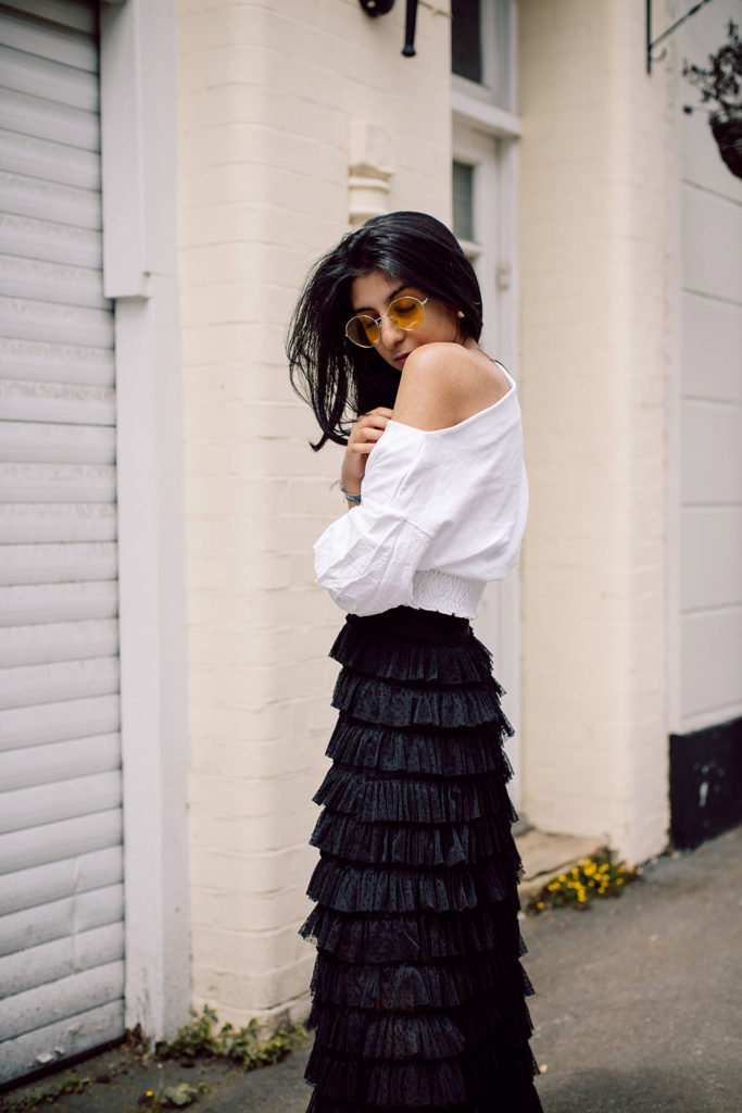 Fashion blogger Shloka Narang of The Silk Sneaker showcases how to wear three summer trends with one look