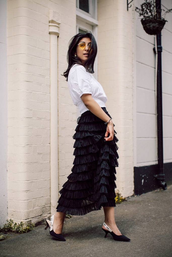 Fashion blogger Shloka Narang of The Silk Sneaker showcases how to wear three summer trends with one look