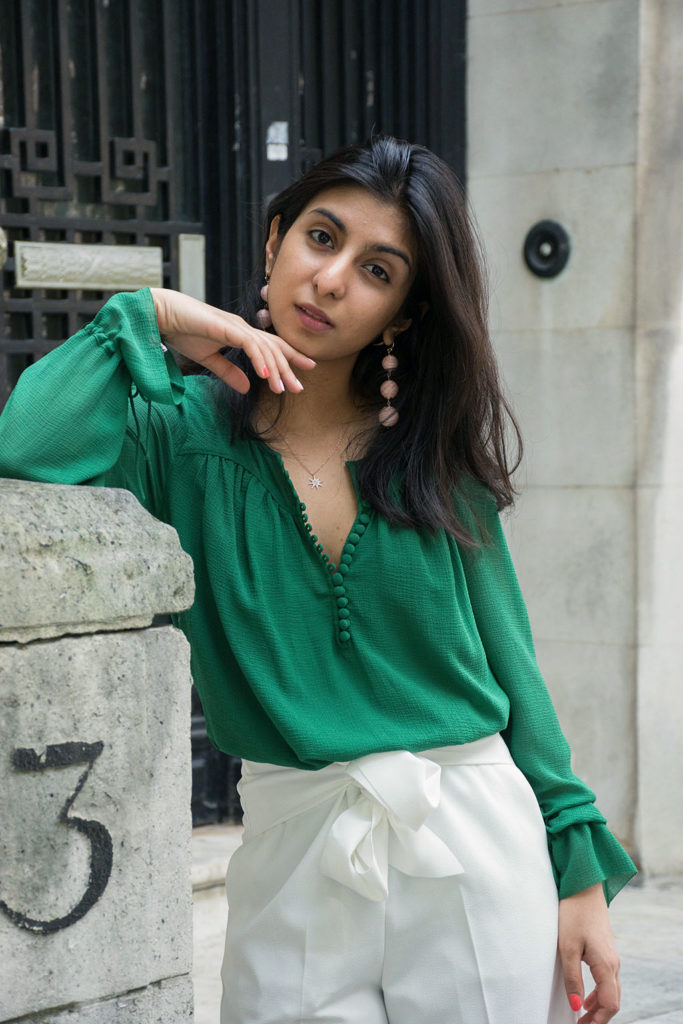 Fashion blogger Shloka Narang of The Silk Sneaker showcases the best summer pants for the London heatwave featuring Topshop and Ba&sh