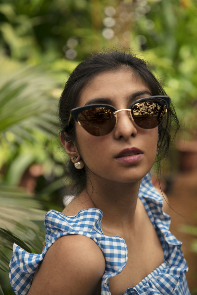 Fashion blogger Shloka Narang of The Silk Sneaker showcases her favourite frame for summer sunglasses from Sunday Somewhere