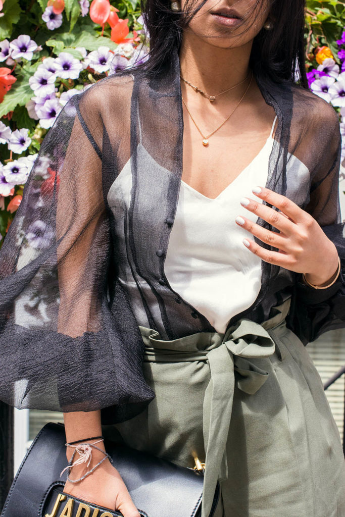Fashion blogger Shloka Narang of The Silk Sneaker showcases how to wear a sheer top