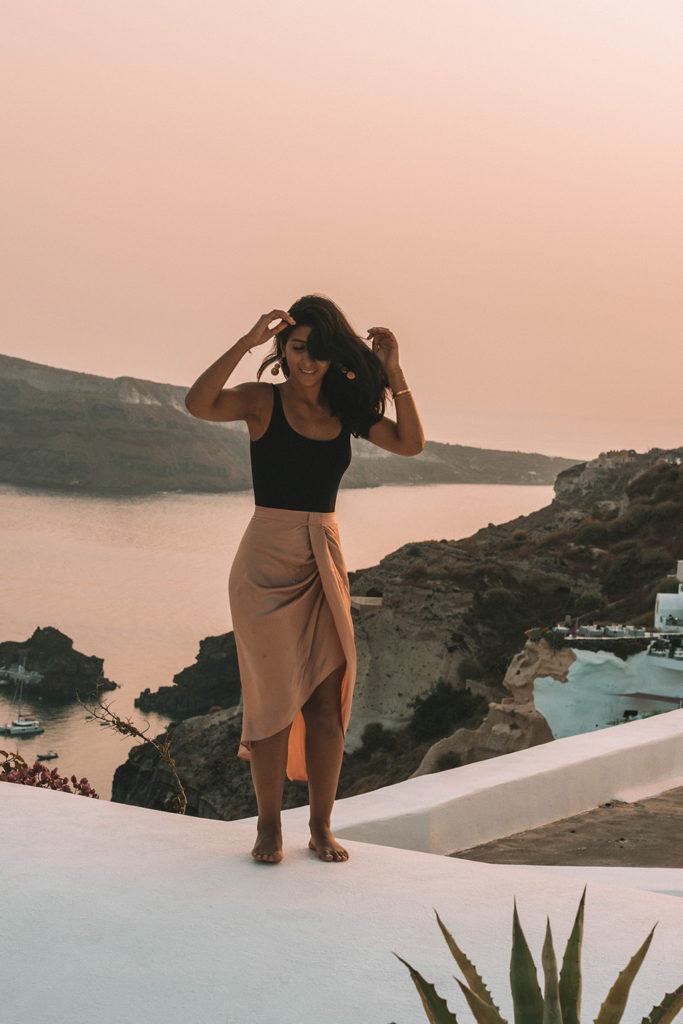 Fashion blogger Shloka Narang of The Silk Sneaker showcases how to look glamorous on your holiday with Wolford in Santorini