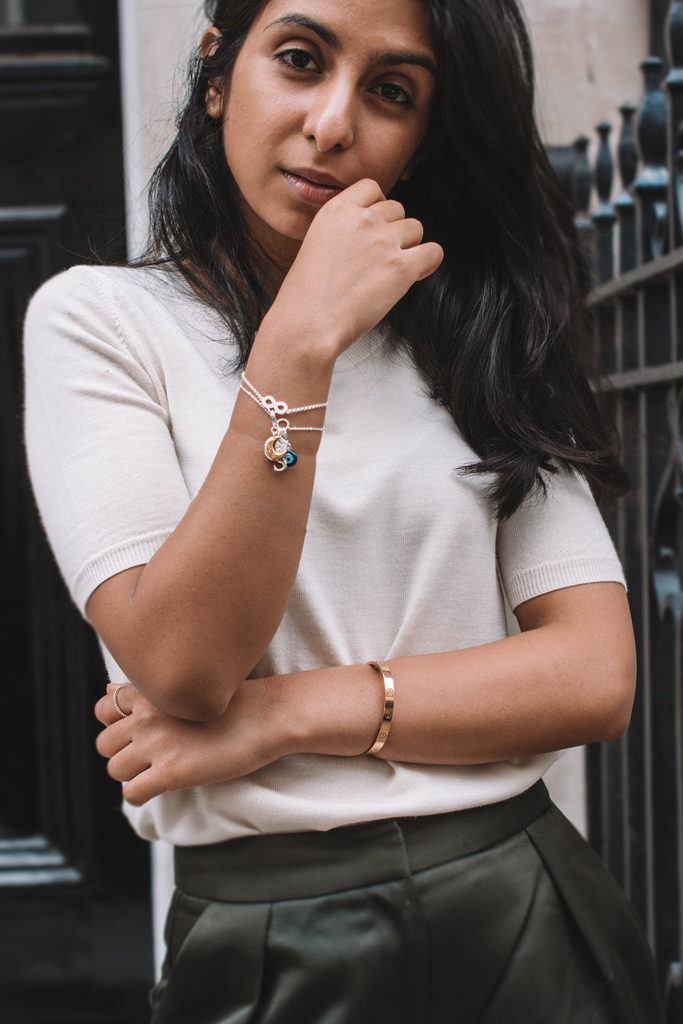 Fashion blogger Shloka Narang of The Silk Sneaker showcases how to personalise jewellery and stack bracelets with Thomas Sabo