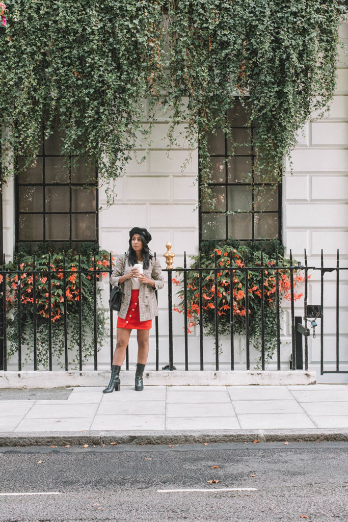 Fashion blogger Shloka Narang of The Silk Sneaker creates one stylish look with 3 autumn trends featuring Amazon Fashion and Maje