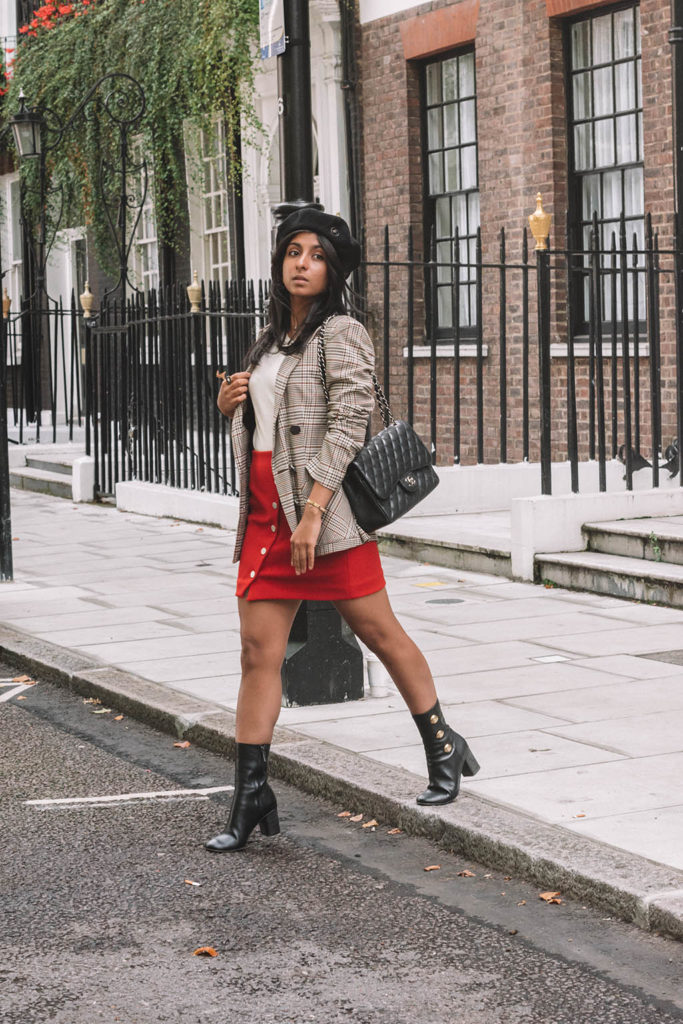 Fashion blogger Shloka Narang of The Silk Sneaker creates one stylish look with 3 autumn trends featuring Amazon Fashion and Maje