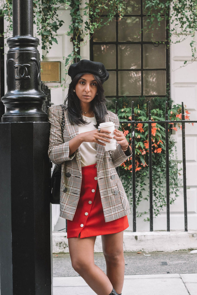 Fashion blogger Shloka Narang of The Silk Sneaker creates one stylish look with 3 autumn trends featuring Amazon Fashion and Maje