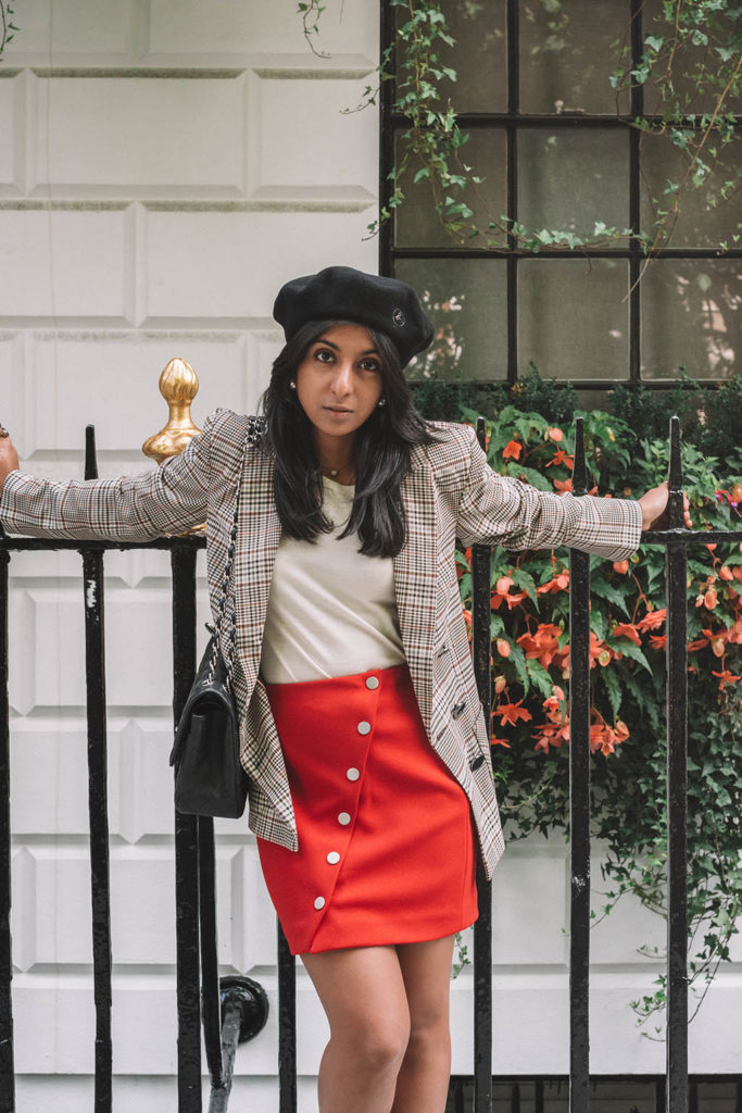 Fashion blogger Shloka Narang of The Silk Sneaker creates one stylish look with 3 autumn trends featuring Amazon Fashion and Maje