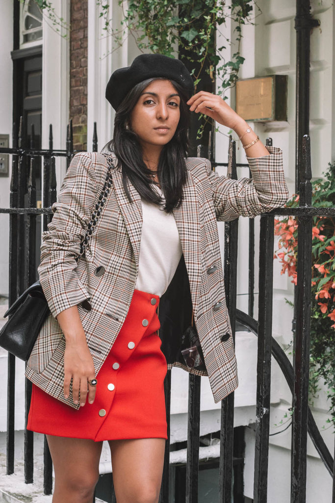 Fashion blogger Shloka Narang of The Silk Sneaker creates one stylish look with 3 autumn trends featuring Amazon Fashion and Maje
