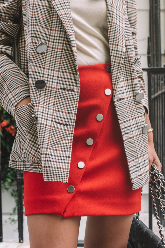 Fashion blogger Shloka Narang of The Silk Sneaker creates one stylish look with 3 autumn trends featuring Amazon Fashion and Maje
