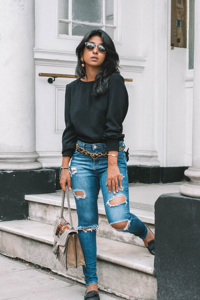 Fashion blogger Shloka Narang of The Silk Sneaker showcases the best top you need for summer to autumn transitional dressing in ba&sh