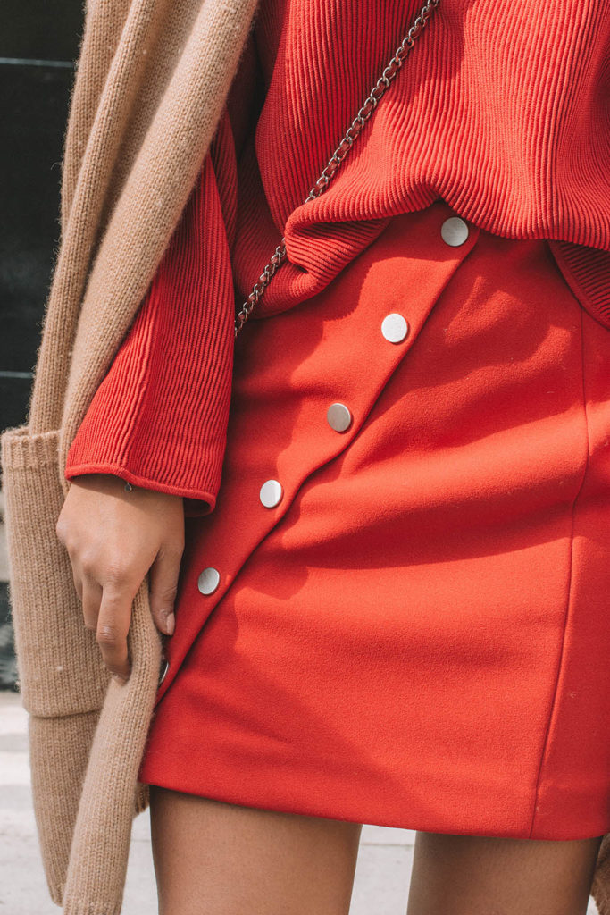 Fashion Blogger Shloka Narang of The Silk Sneaker creates a fabulous red outfit showing you how to wear monochrome outfits this fall