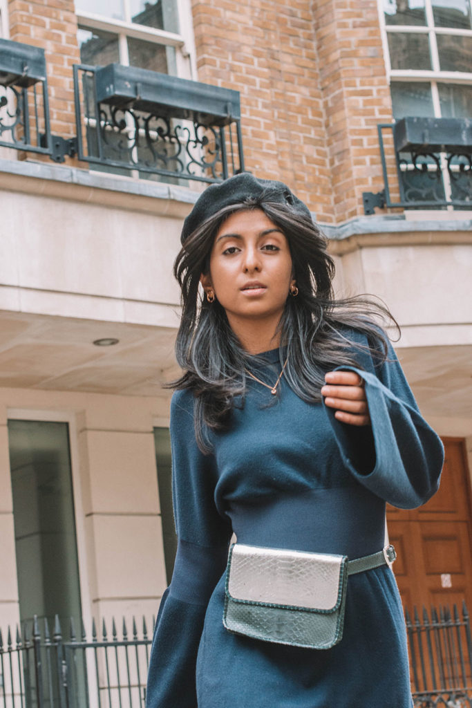 Fashion blogger Shloka Narang of The Silk Sneaker showcases how to wear a dress as an autumn fashion outfit idea
