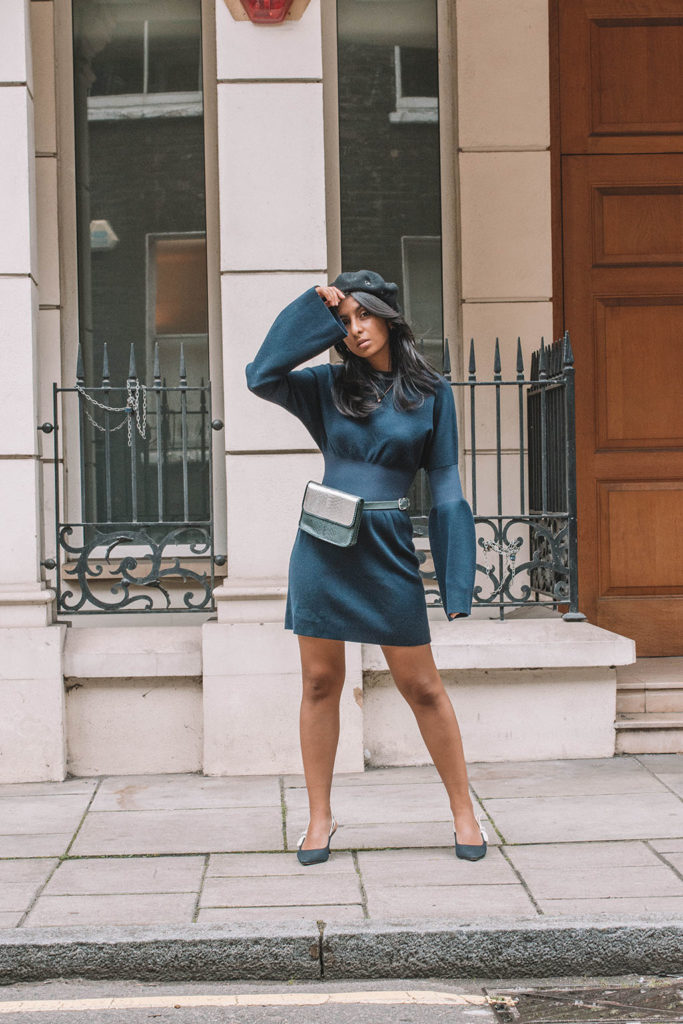 Fashion blogger Shloka Narang of The Silk Sneaker showcases how to wear a dress as an autumn fashion outfit idea