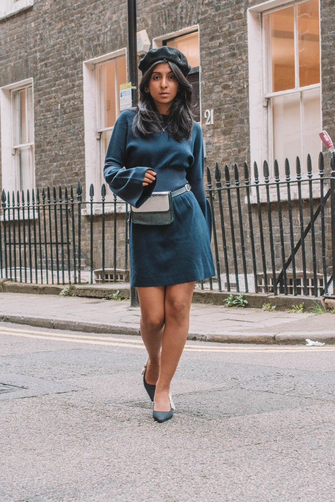 Fashion blogger Shloka Narang of The Silk Sneaker showcases how to wear a dress as an autumn fashion outfit idea