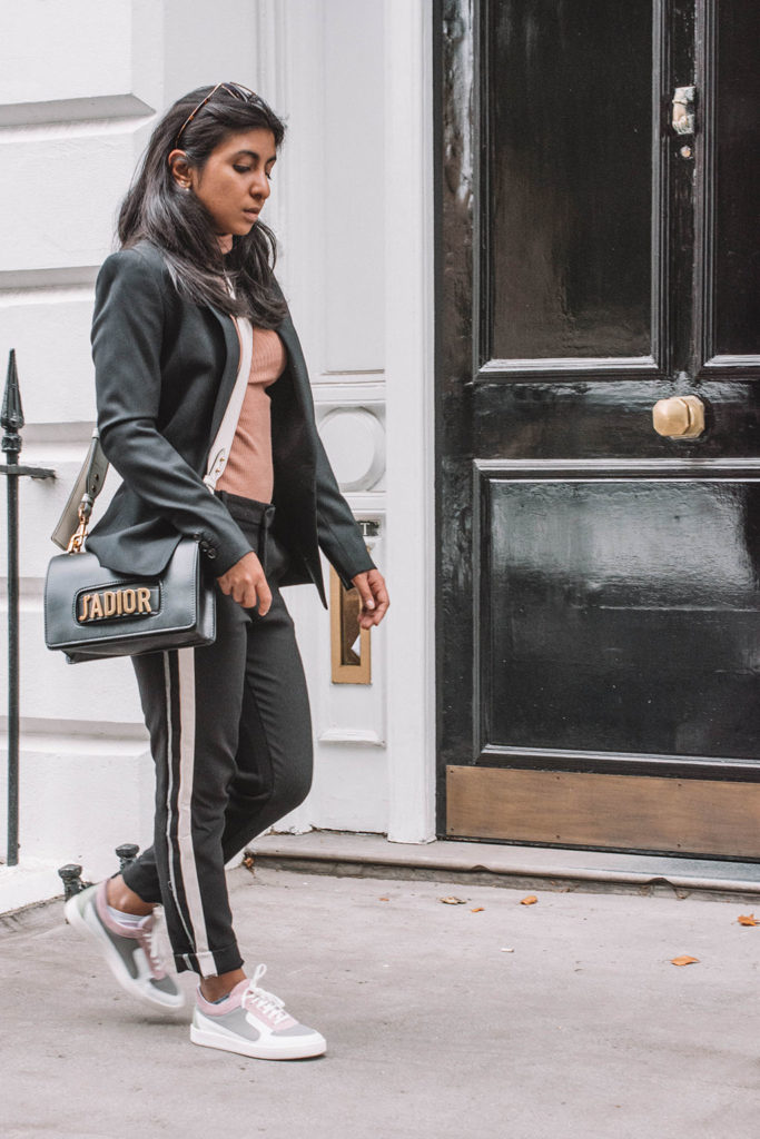 Fashion blogger Shloka Narang of The Silk Sneaker creates a fashionable weekend outfit with your favourite black blazer
