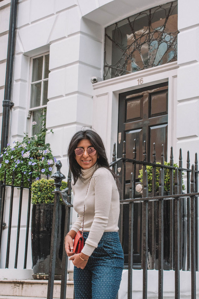 Fashion blogger Shloka Narang of The Silk Sneaker creates a gorgeous outfit to elevate a jeans and sweater combo for everyday!