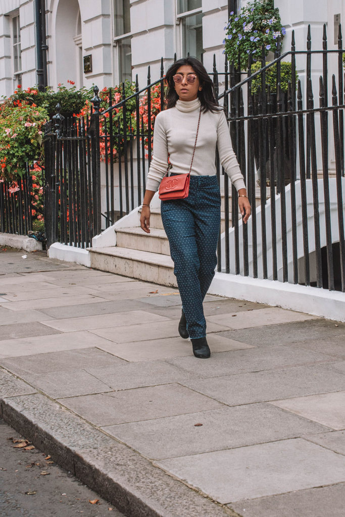 Fashion blogger Shloka Narang of The Silk Sneaker creates a gorgeous outfit to elevate a jeans and sweater combo for everyday!