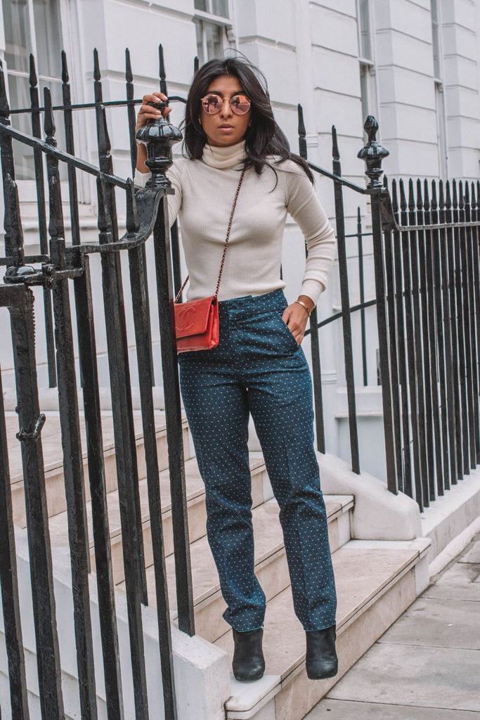 Fashion blogger Shloka Narang of The Silk Sneaker creates a gorgeous outfit to elevate a jeans and sweater combo for everyday!