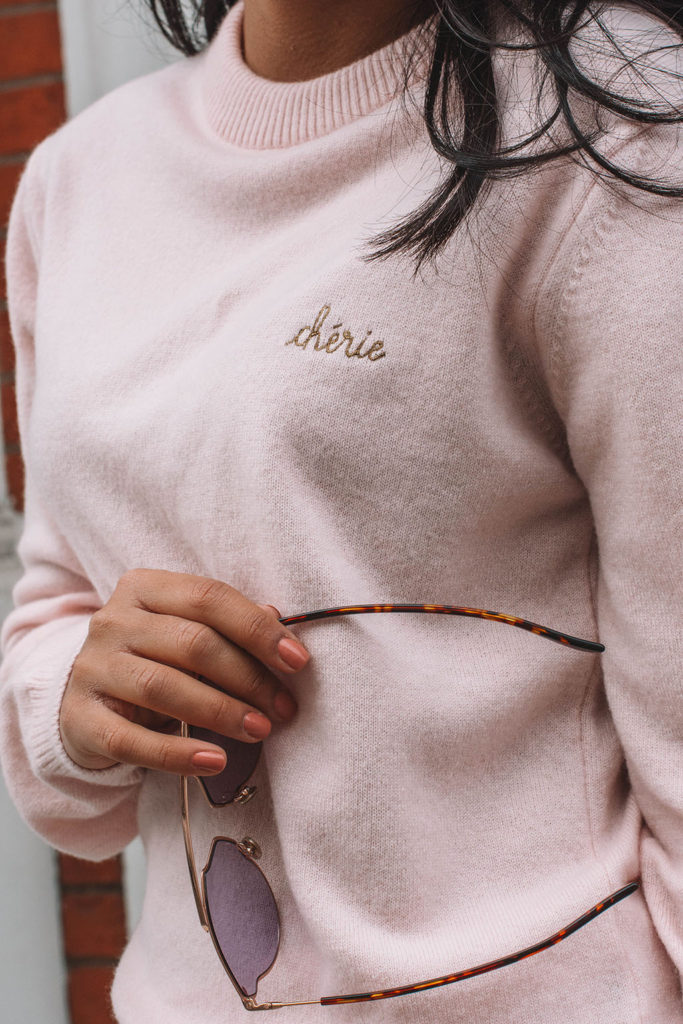 Fashion blogger Shloka Narang of The Silk Sneaker showcases how to style velvet pants in a winter outfit with Paige and Dior