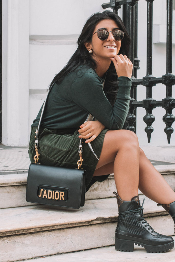 Fashion blogger Shloka Narang of The Silk Sneaker shares her favourite new corduroy skirt outfit featuring Uniqlo and Dior