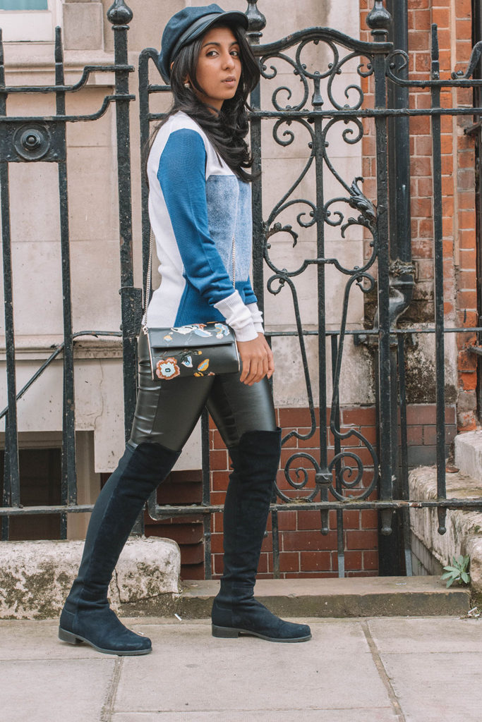 Fashion blogger Shloka Narang of The Silk Sneaker showcases how to style leather pants in an outfit with Topshop and Rag & Bone