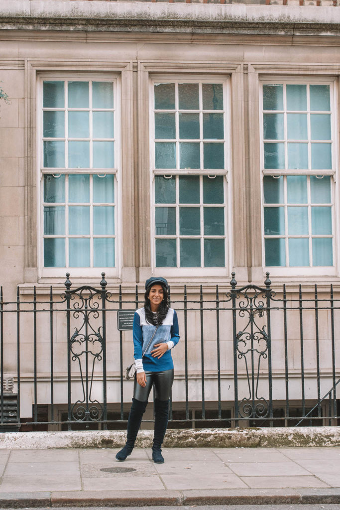 Fashion blogger Shloka Narang of The Silk Sneaker showcases how to style leather pants in an outfit with Topshop and Rag & Bone
