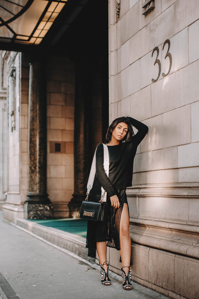Fashion blogger Shloka Narang shares a stunning Christmas party outfit idea featuring ba&sh and dior