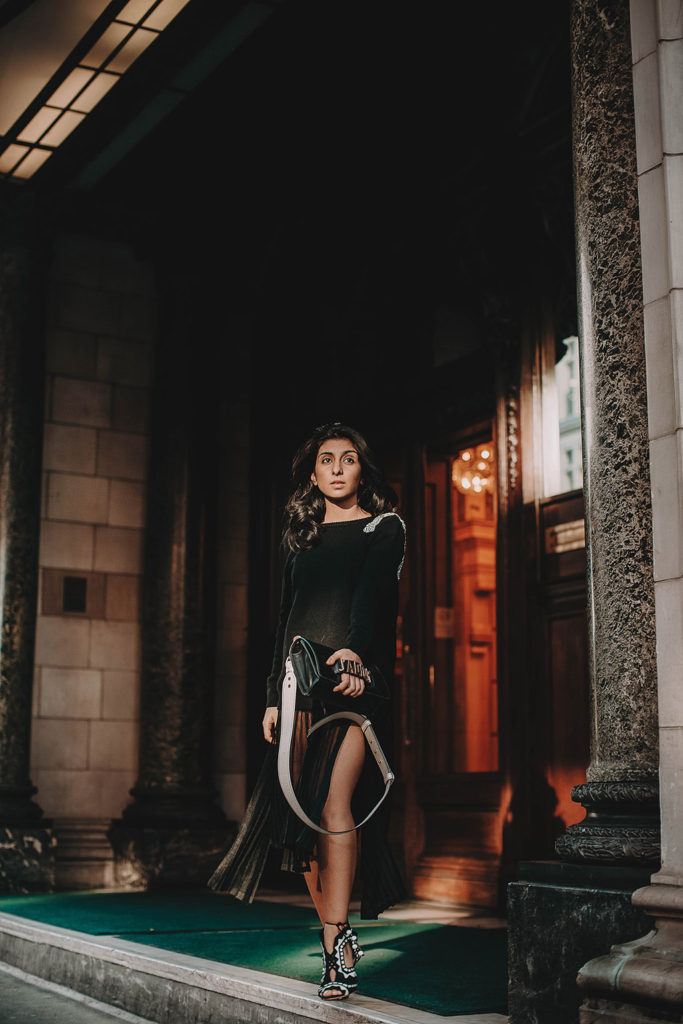 Fashion blogger Shloka Narang shares a stunning Christmas party outfit idea featuring ba&sh and dior