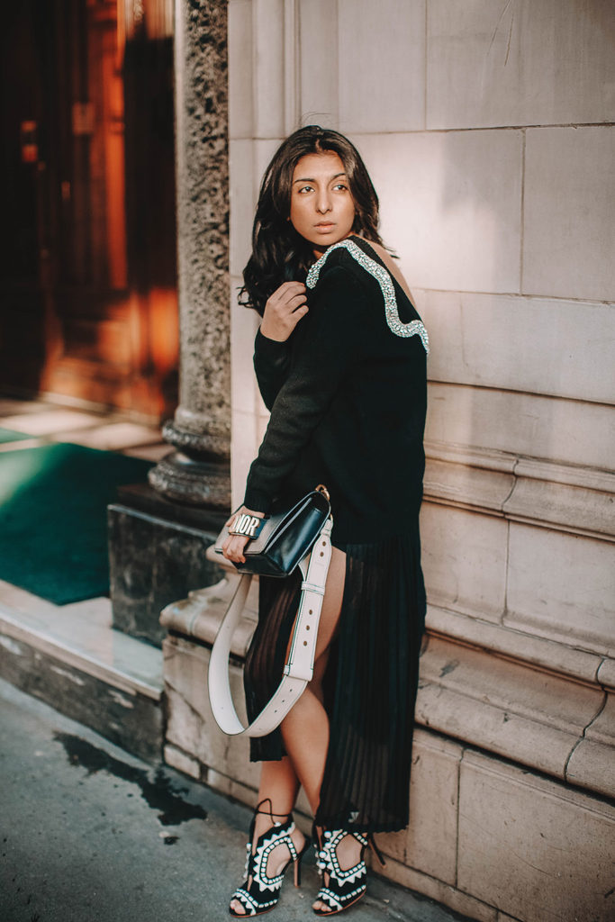 Fashion blogger Shloka Narang shares a stunning Christmas party outfit idea featuring ba&sh and dior