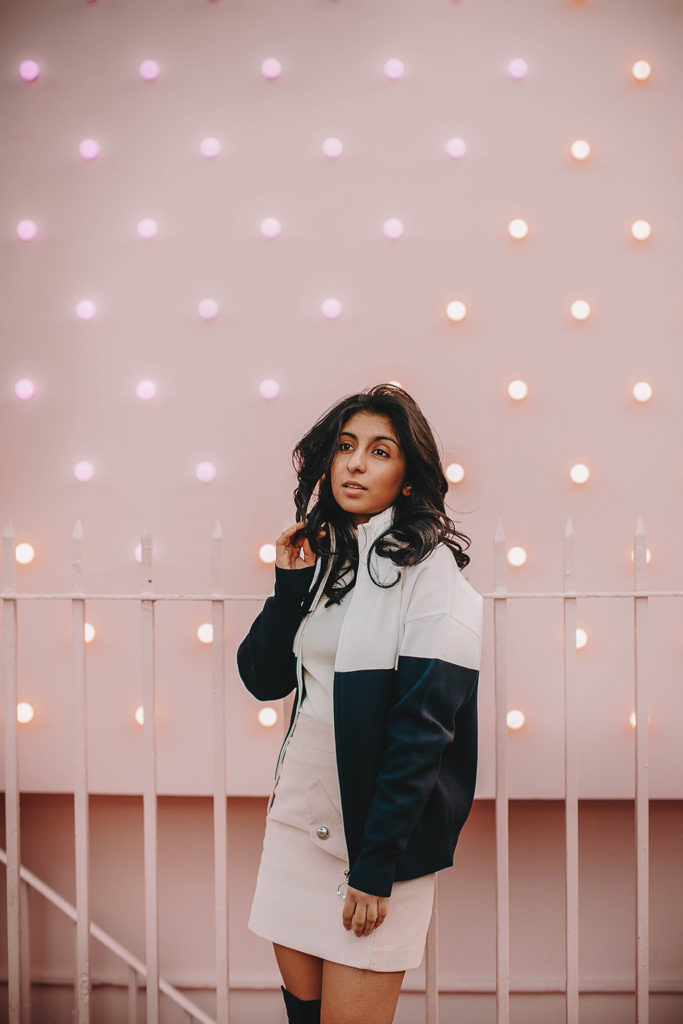 Fashion Blogger Shloka Narang of The Silk Sneaker reveals her favourite colour to wear as millennial pink styling Sandro and Maje
