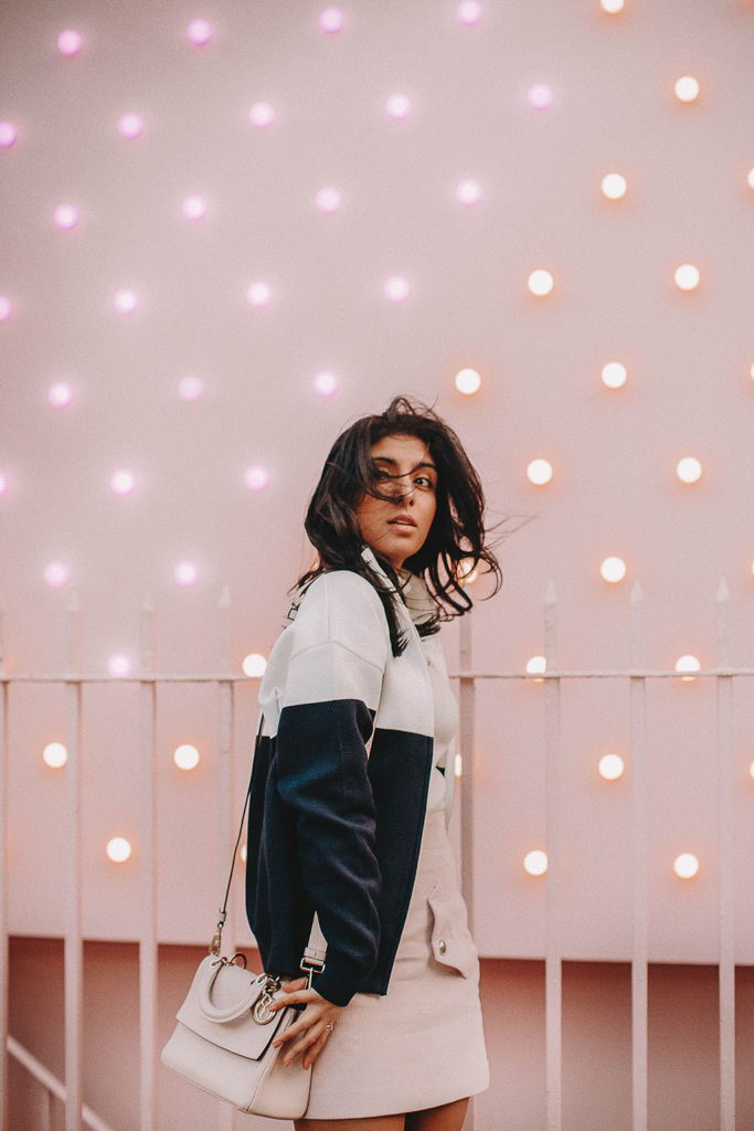 Fashion Blogger Shloka Narang of The Silk Sneaker reveals her favourite colour to wear as millennial pink styling Sandro and Maje