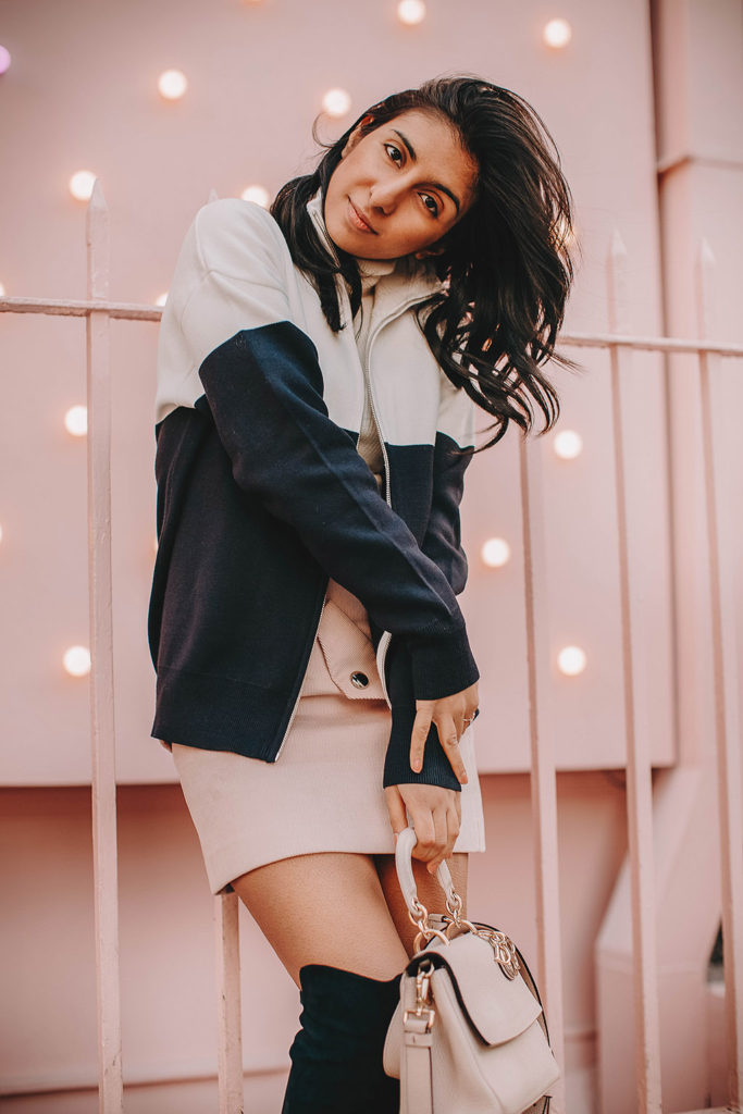 Fashion Blogger Shloka Narang of The Silk Sneaker reveals her favourite colour to wear as millennial pink styling Sandro and Maje