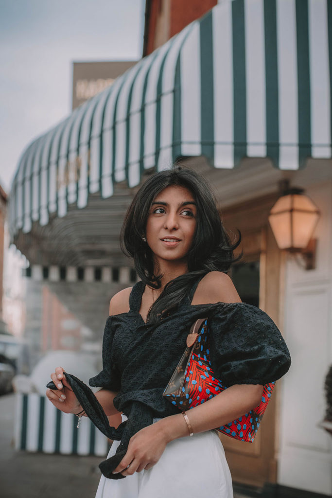 Fashion blogger Shloka Narang of The Silk Sneaker shares her special trick to making every spring outfit perfect with a spring outfit formula featuring Esse Vie, Club Monaco, Chloe and Louis Vuitton