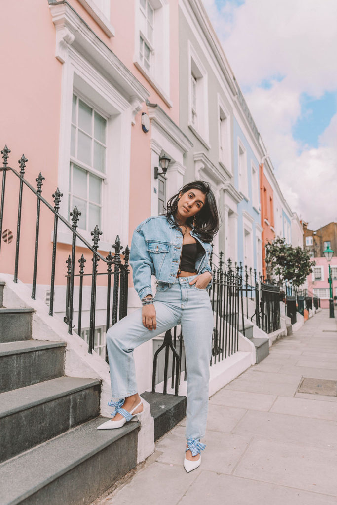 Fashion blogger SHloka Narang of The Silk Sneaker shares how to create the perfect double denim outfit for summer outfit inspiration featuring Topshop Denim and Prada