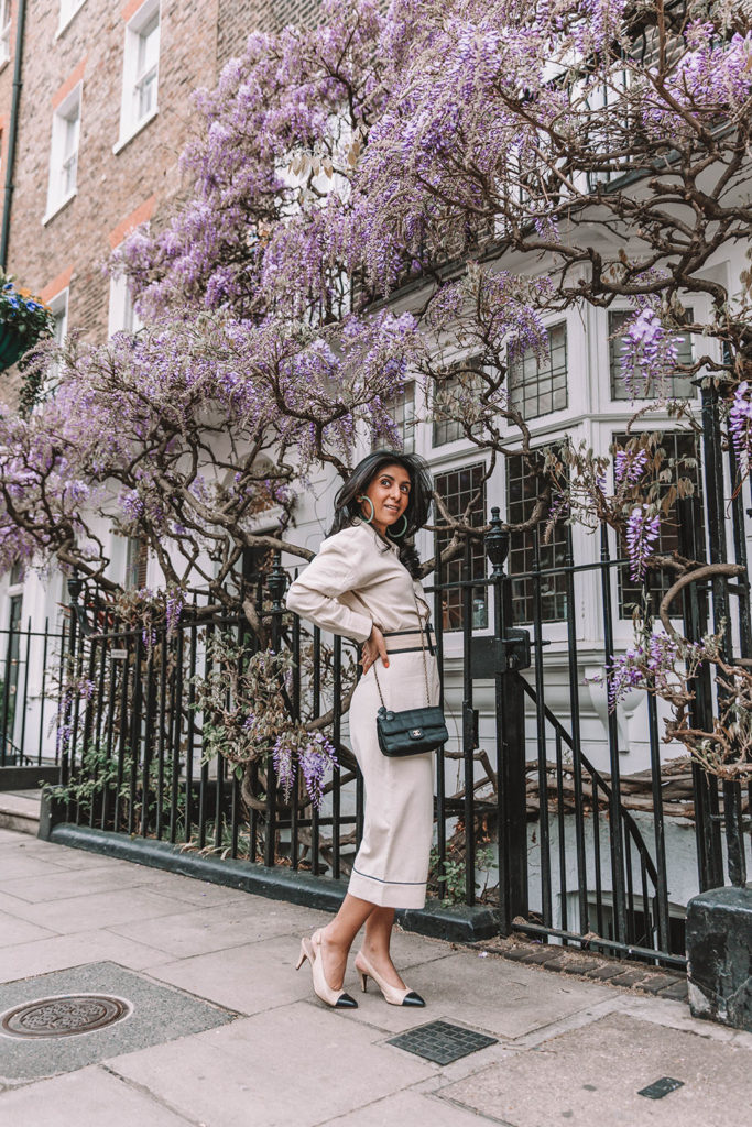 Fashion blogger Shloka Narang of The Silk Sneaker shares a new summer outfit styling a co-ord linen set to create the perfect outfit featuring Chanel and Cult Gaia.