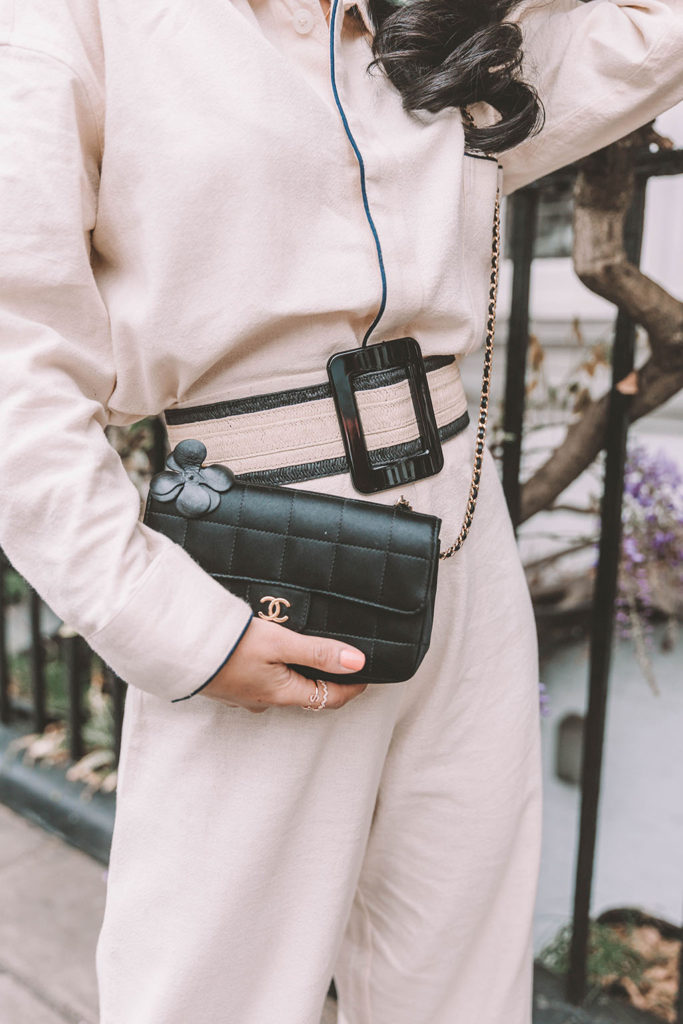 Fashion blogger Shloka Narang of The Silk Sneaker shares a new summer outfit styling a co-ord linen set to create the perfect outfit featuring Chanel and Cult Gaia.