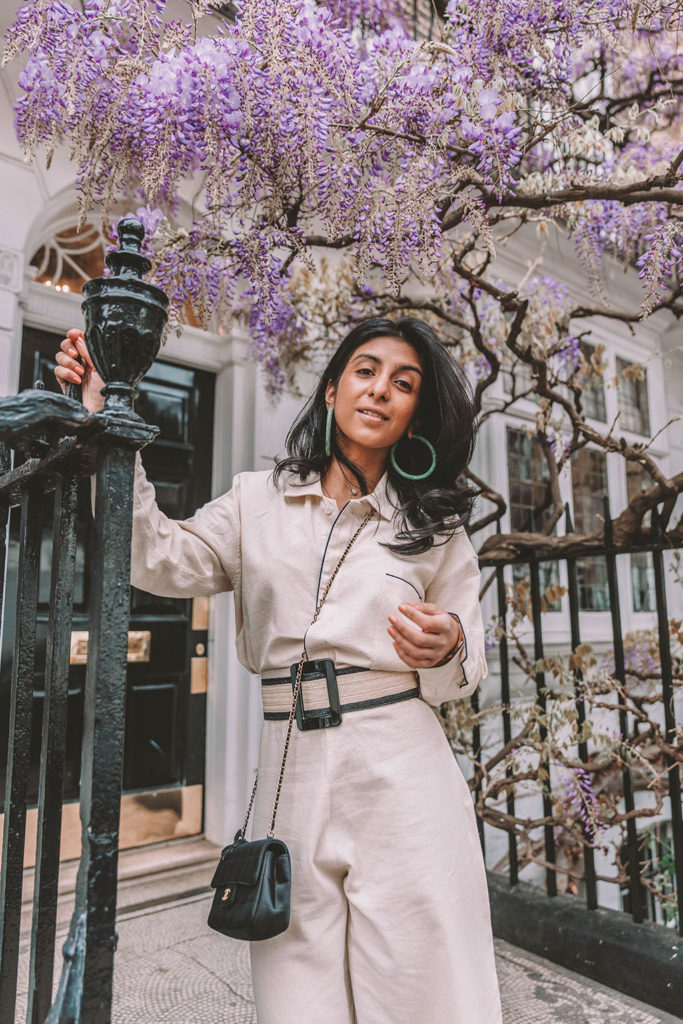 Fashion blogger Shloka Narang of The Silk Sneaker shares a new summer outfit styling a co-ord linen set to create the perfect outfit featuring Chanel and Cult Gaia.