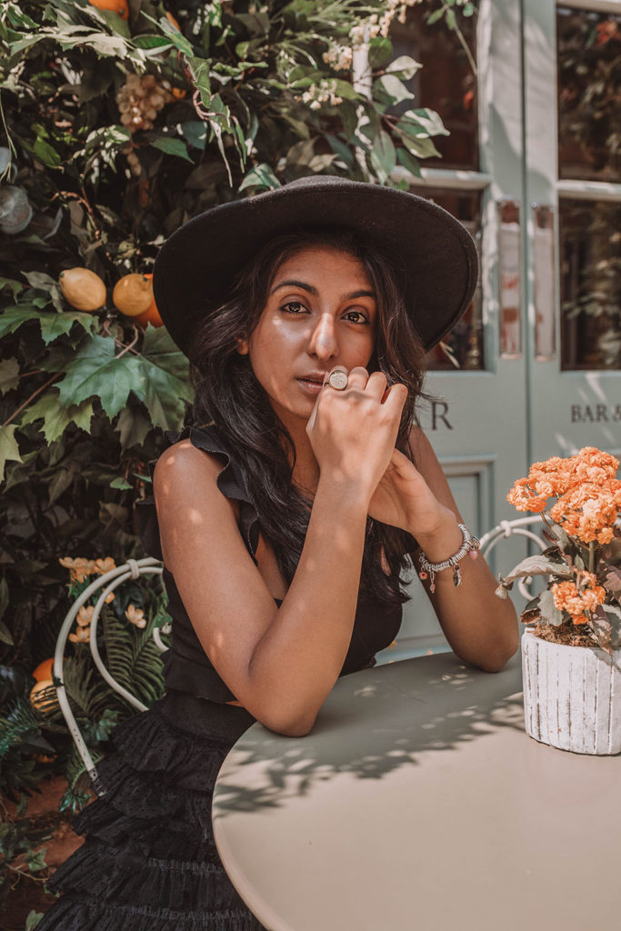 Shloka Narang, a fashion blogger of The Silk Sneaker styles a Links of London personalised ring with a boho outfit.