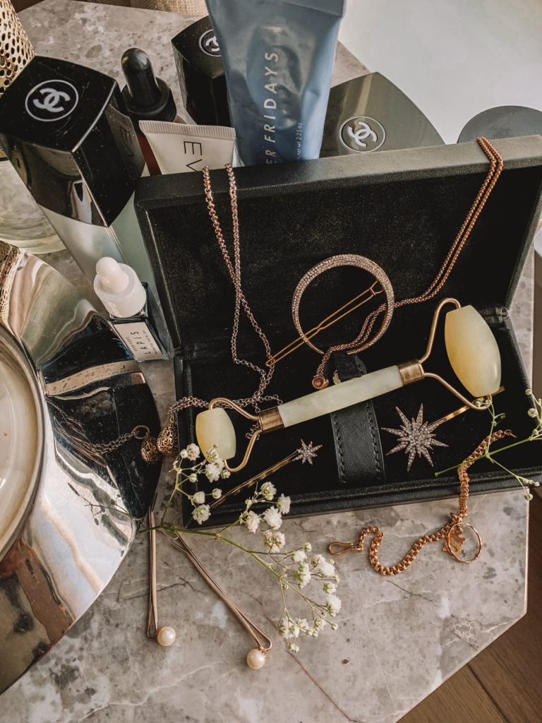 Luxury fashion and beauty blogger Shloka Narang of The Silk Sneaker shares how to use a jade roller and the benefits of crystal face rollers