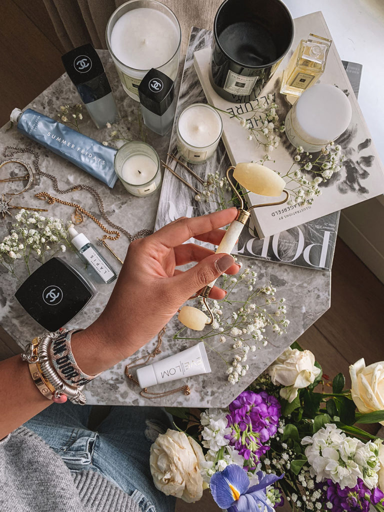 Luxury fashion and beauty blogger Shloka Narang of The Silk Sneaker shares how to use a jade roller and the benefits of crystal face rollers