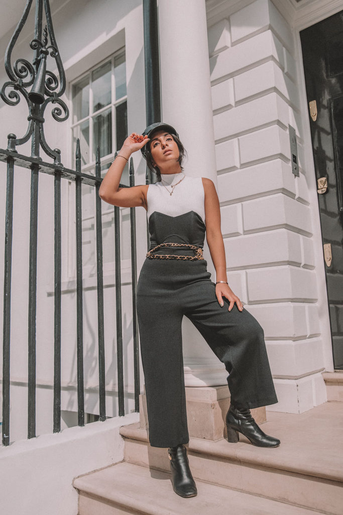 Luxury fashion blogger Shloka Narang of The Silk Sneaker shares her autumn outfit idea with how to wear a jumpsuit in the autumn winter featuring Topshop and Chloe