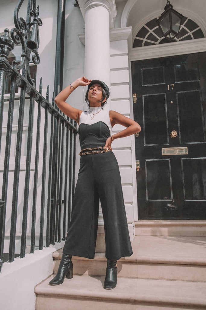 Luxury fashion blogger Shloka Narang of The Silk Sneaker shares her autumn outfit idea with how to wear a jumpsuit in the autumn winter featuring Topshop and Chloe