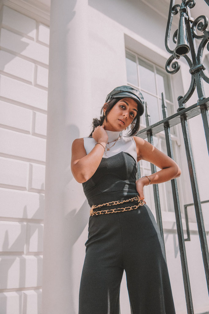 Luxury fashion blogger Shloka Narang of The Silk Sneaker shares her autumn outfit idea with how to wear a jumpsuit in the autumn winter featuring Topshop and Chloe