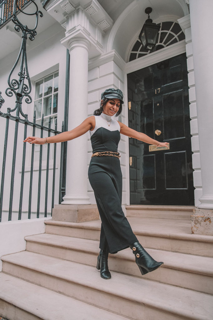 Luxury fashion blogger Shloka Narang of The Silk Sneaker shares her autumn outfit idea with how to wear a jumpsuit in the autumn winter featuring Topshop and Chloe